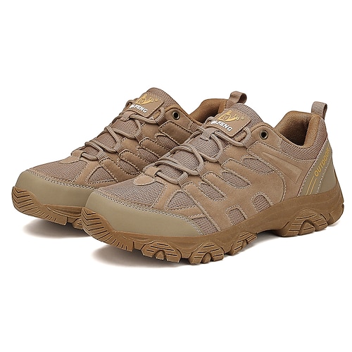 Beige, wasserdichte Herren-Wanderschuhe – strapazierfähige Outdoor-Schuhe mit gepolsterter Sohle, ideal zum Wandern, Trekking und für Outdoor-Abenteuer.