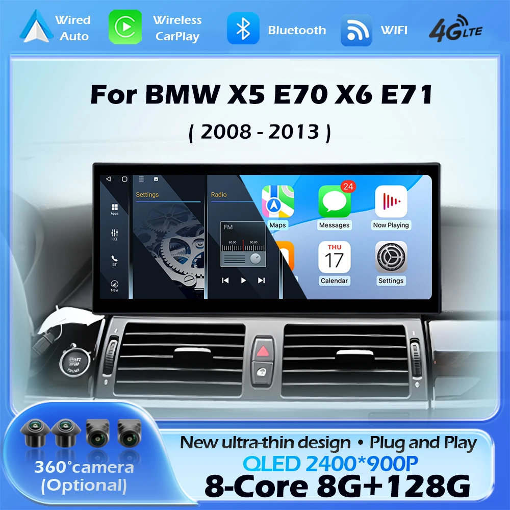 12,3 Zoll 2K Bildschirm für BMW X5 E70 X6 E71 2008 - 2013 CCC CIC System Android Auto CarPlay Navigation GPS Auto Multimedia Player Image