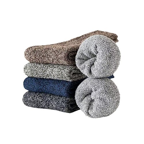 Herren-Socken aus Baumwollmischgewebe, dick, warm, gestrickt, atmungsaktiv und bequem, 5er-Pack in verschiedenen Farben, für Alltag, Arbeit, Outdoor-Aktivitäten und Winter-Freizeit Image