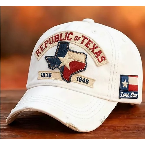 Lone Star Legacy Texas Republic Cap, Baseballkappe der Republik Texas, Vintage-Hut mit Stickerei, verstellbare Retro-Truckerkappe mit abgenutzter Lone Star Texas-Flagge für Damen und Herren Image