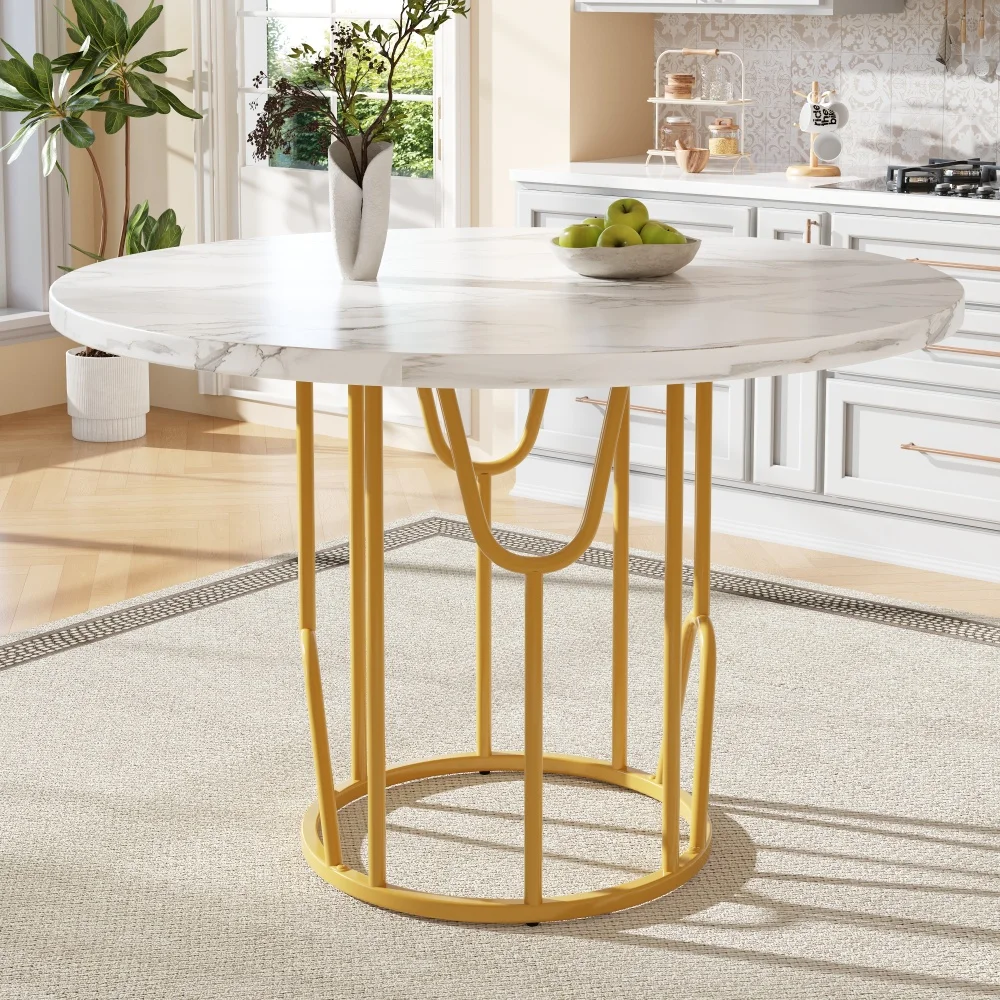 Runder Esstisch (80 x 80 x 76 cm), leichter und luxuriöser runder Tisch für 4–6 Personen, geeignet für Esszimmer und Wohnzimmer