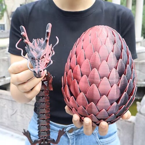 Große, 3D-gedruckte Ostereier in Drachenform mit einem 60 cm großen Drachen im Inneren, ein 18 cm großes Überraschungs-Osterei in Drachenform, bewegliche Fidget-Spielzeuge, Überraschungs-Ostereier für Image