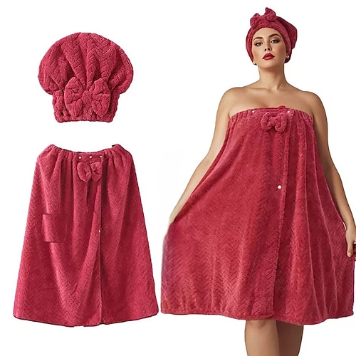 Baderock und Badekappe in großen Größen, verstellbar, schnelltrocknend, bequeme und praktische Badebekleidung, perfekt nach dem Baden, am Pool und unter der Dusche, schnelltrocknend und mit verstellbarer Passform Image