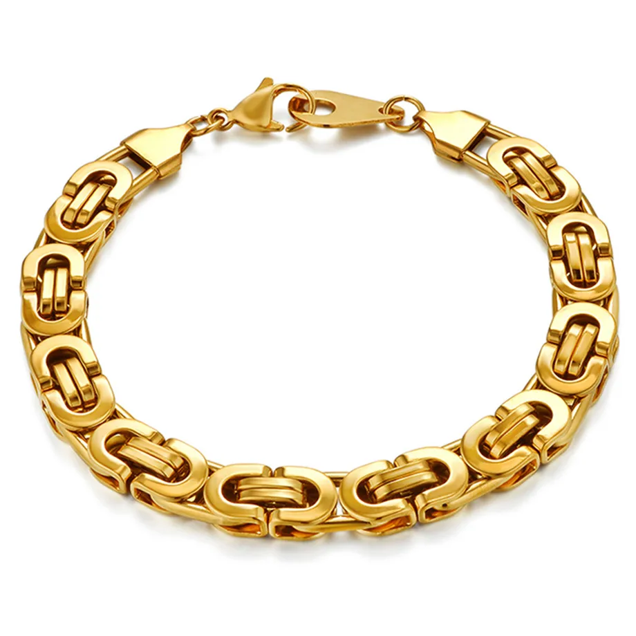Hip Hop byzanti nische Kette Gold Silber Farbe 316l Edelstahl Herren Armbänder Großhandel Schmuck 6/8mm