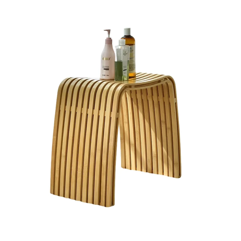 Freizeit Bambus Thekenhocker Stuhl für Badezimmer Dressing Wechseln Schuhhocker Wasserdicht Korrosionsschutz Umweltschutz