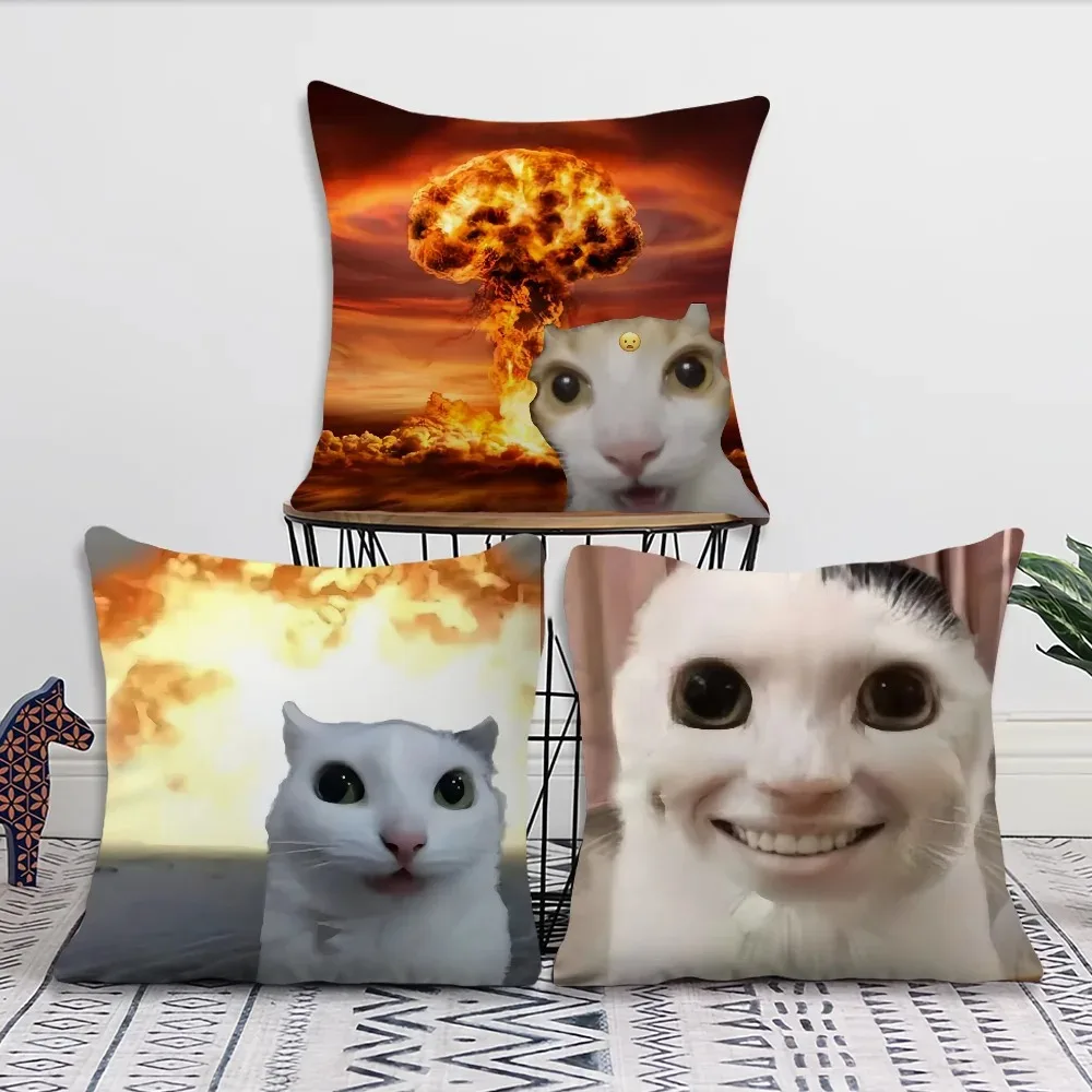 1pc Bequeme Und Weiche Katze Meme Lustige Sofa Kissenbezug Wohnzimmer Home Office Dekoration Und Schutzhülle Kissen Abdeckung Image