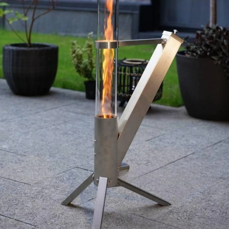 Raketenherd, tragbar, Edelstahl, Glasheizung, Zuhause, Camping, warmer Pelletbrenner, All-in-One, für den Außenbereich Image