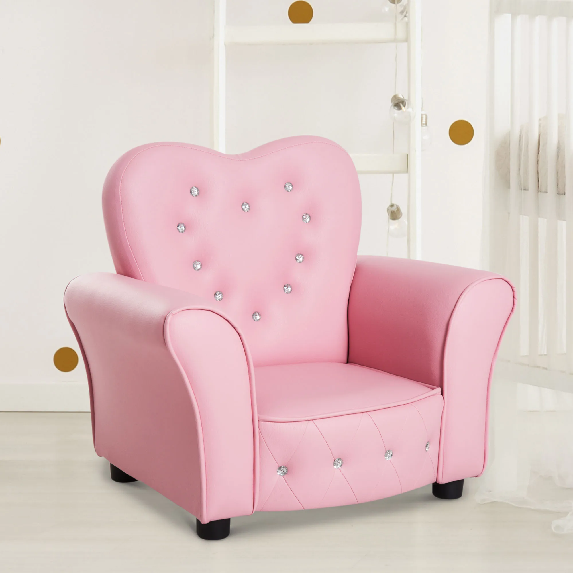HOMCOM Kindersofa Kindersessel Prinzessin Minisofa Kinderzimmer Sofa herzförmig