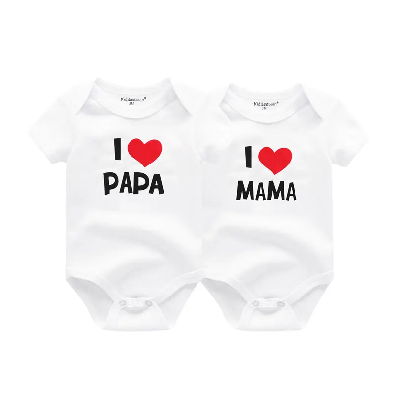 Kiddiezoom 2 Teile/los Vier Jahreszeiten Ich liebe Papa Mama Neugeborenen Jungen Mädchen Bodys Weiche 100 % Baumwolle Baby onesies Twin Kleidung Image