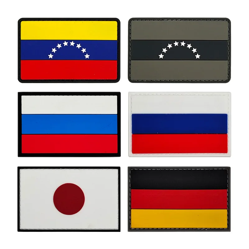 3D PVC Russland Deutschland Venezuela Japan Fahnen Abzeichen Haken und Schleife Patches Identifikation Armbinden Militär Kampf Patch Image