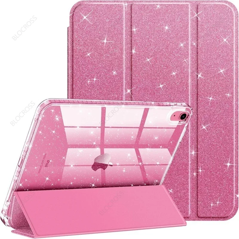Custodia per iPad A16 A19 12a 11a 10a generazione con porta matita, cover scintillante e brillante per iPad 10.2 10.5 Air 4 5 Air 11 M2 M3 M4 10.9