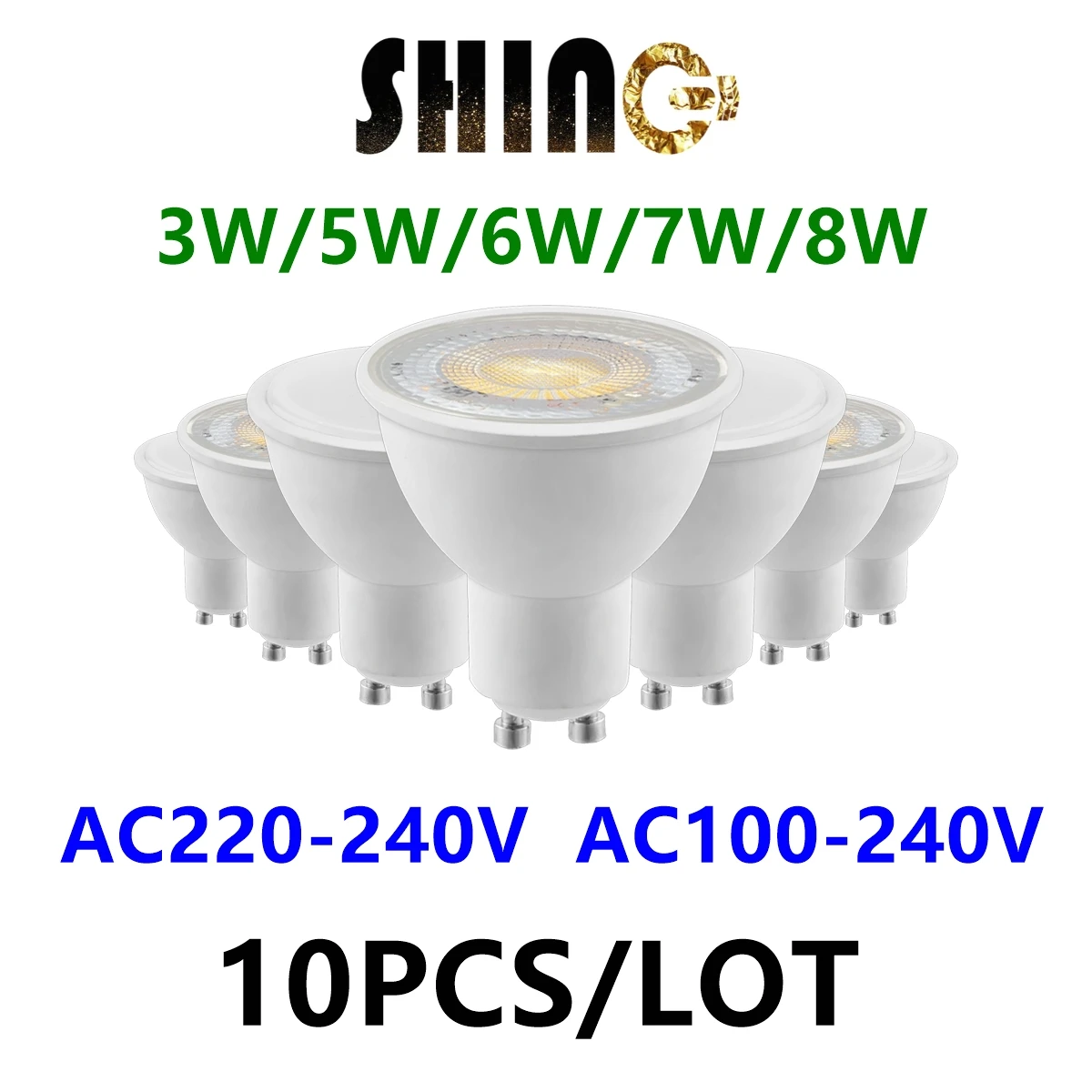 10 teile/los LED-Scheinwerfer gu10 ac120v 230v super helles flimmer freies warm weißes Licht 3w-8w kann 20w 50w Halogenlampe ersetzen