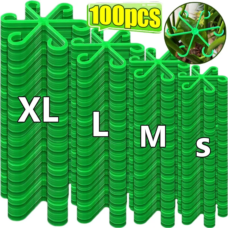 Pflanzen Blumen Stiel Stützpfähle Klettern Pflanzenständer Rahmen Befestigungsclips Spalier Wiederverwendbare Pflanzenstiel Rahmen Halter Rack Hoops Image