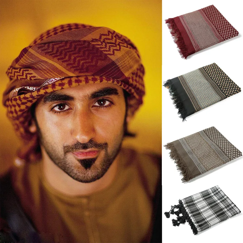 Männer Muslimischen Kopf Schal Saudi Arabischen Dubai Traditionelle Islamische Kleidung Männlichen Kopftuch Hijab Plaid Turban Shemagh Gutra Gebet Tragen Image