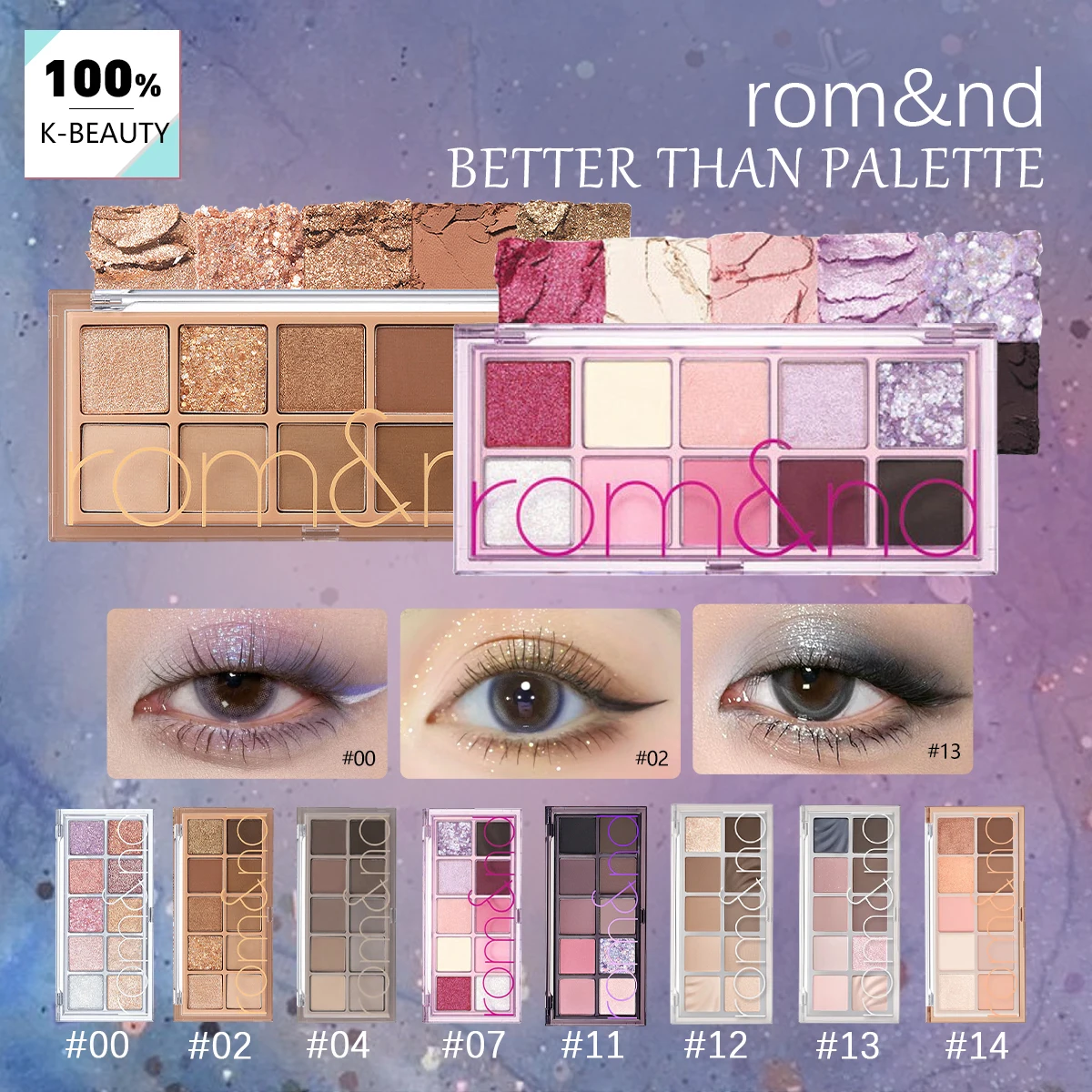 rom&nd BETTER THAN PALETTE, Feine Pudertextur, Langanhaltende Pigmentierung, Luxus-Make-up, Koreanische Kosmetik, K-Beauty, Koreanisches Make-up
