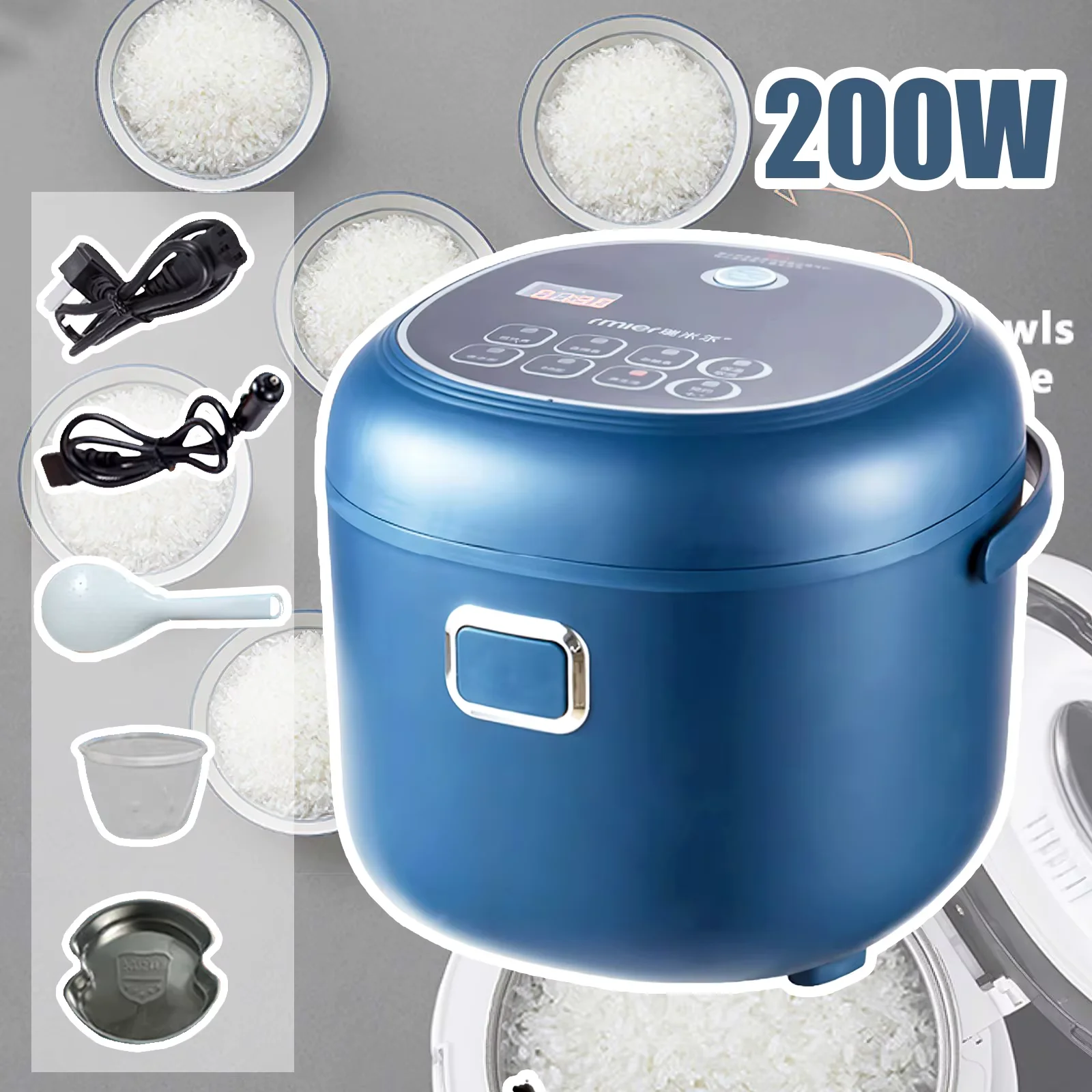 12V 24V 220V 2L 200Wcar Home Reiskocher Van Auto Reiskocher für Auto und LKW Tragen Sie elektrische Reiskocher für 1-3 Personen Image