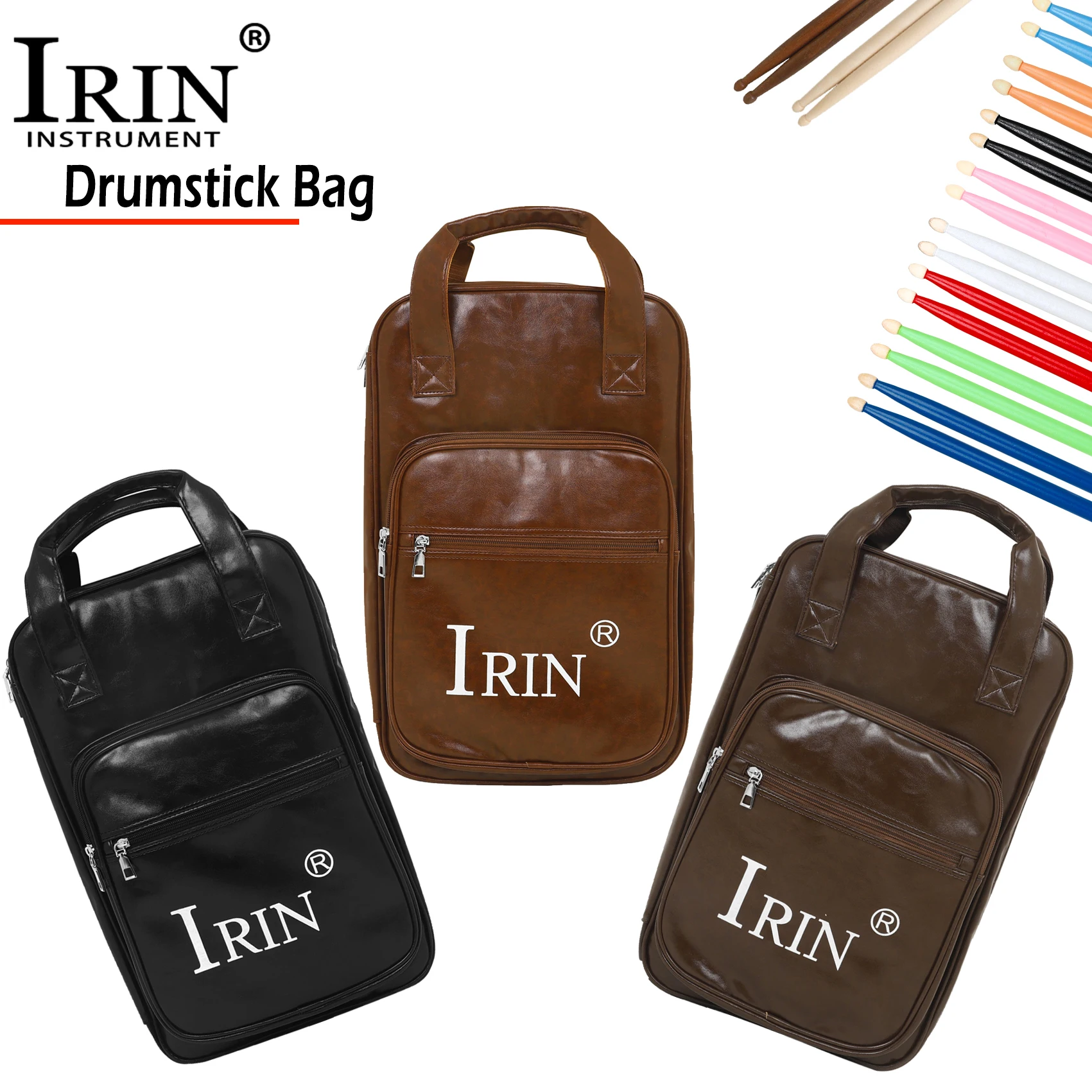 IRIN Drumstick-Tasche, PU-Material, Drumsticks, Tragetasche, Drumsticks, Aufbewahrungstaschen, Percussion-Instrumente, Teile, allgemeine Taschen Image