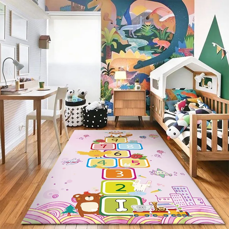 Kinderzimmer, großer Teppich, Spielteppich für Wohnzimmer, Schlafzimmer, rutschfest und verschleißfest, weiche Bodenmatte, Heimdekoration