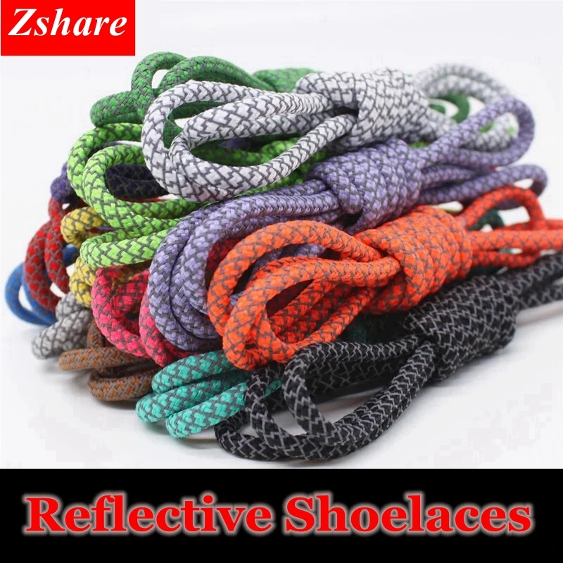 1 Paar 19 Farben 3M Reflektierende Schnürsenkel Runde Sneakers Schnürsenkel Kinder Erwachsene Outdoor-Sport Schnürsenkel Länge 100 120 140 160 cm Image