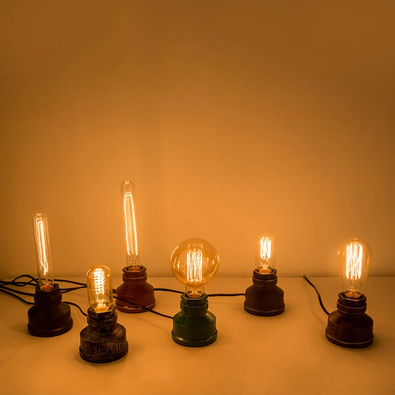 Vintage Retro Industrie Bronze/Schwarz Wasserpfeife Tischlampe Bar Schlafzimmer Schreibtisch Tischlampe Leuchten Home Decor Innenbeleuchtung