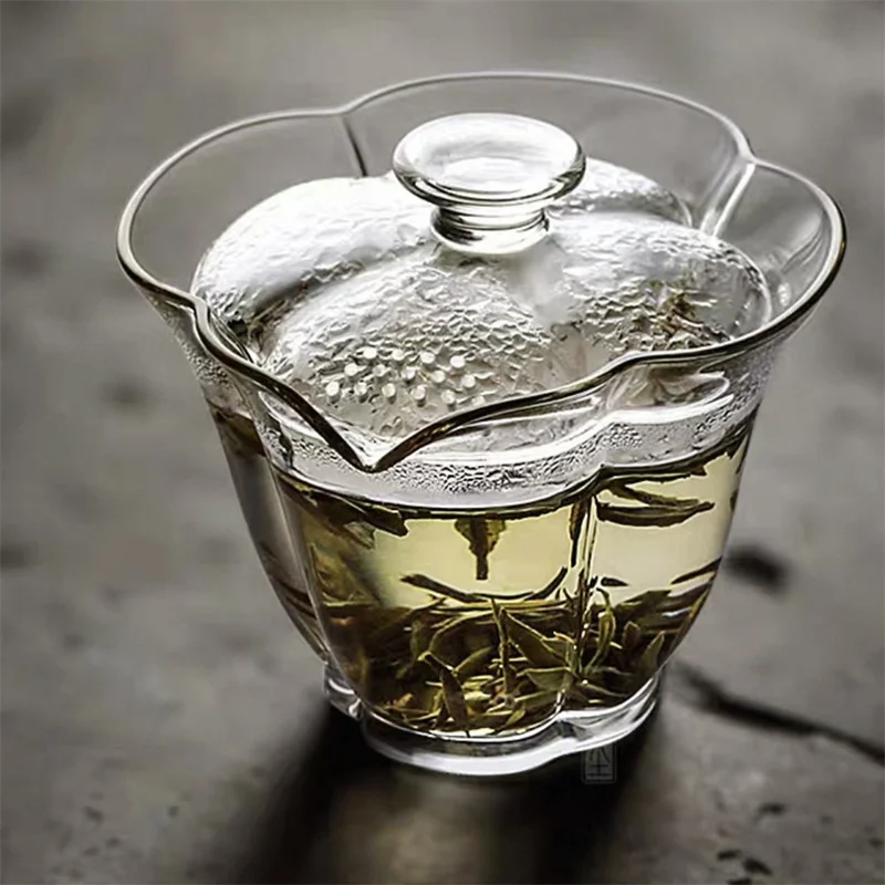 180ML Glas Tee Terrine Hohe Temperatur Beständig Gaiwan mit Sieb Loch Hand Greif Schüssel Haushalt Kung Fu Tee-Set Image