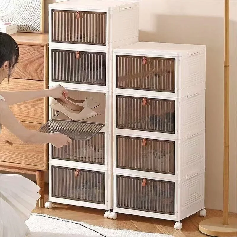 1 Stück/Klappbarer Schuhkarton, Aufbewahrungsbox, keine Installation erforderlich, Schuhregal, staubdicht, Schlafsaal-Montage, Kunststoff, einfacher Schuhschrank