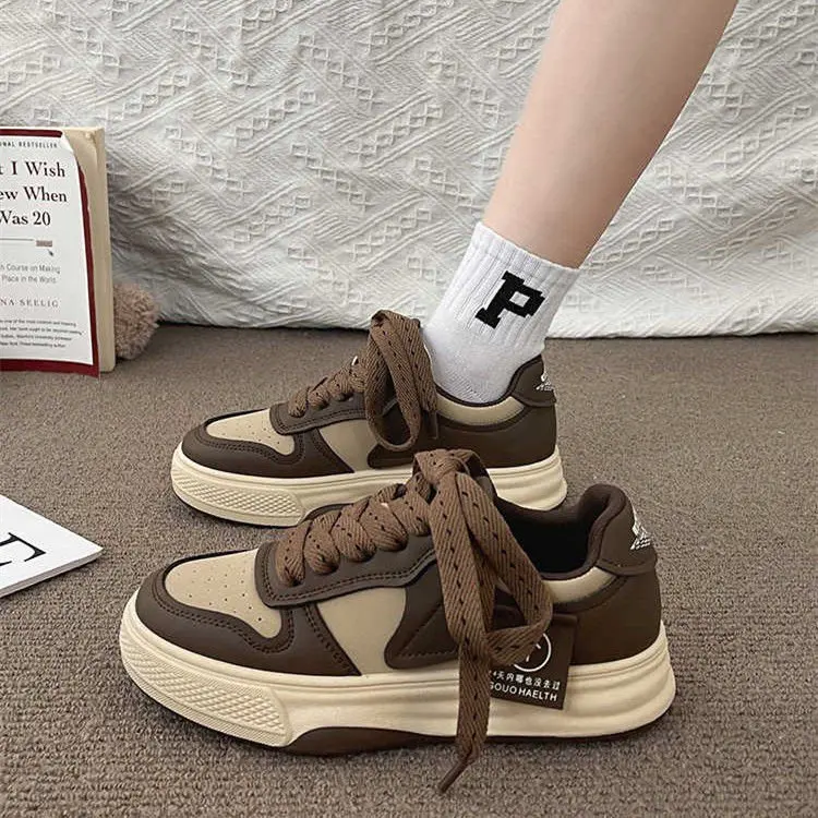 Board Schuhe frauen Turnschuhe Neue Muffin Dicken Boden Khaki Schwarz Weiß Farbe Passenden Mode frauen Schuhe Casual Sport schuhe