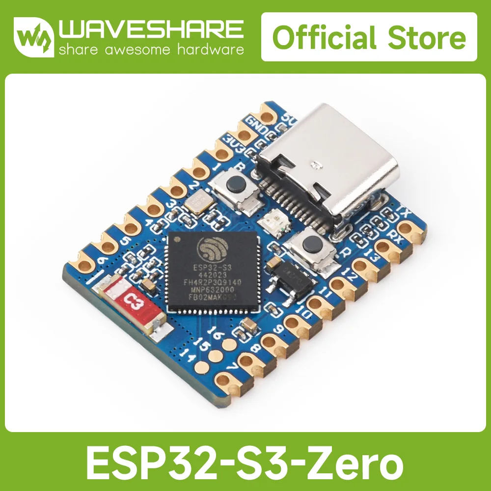 【Offizielle Garantie】Waveshare ESP32-S3 Mini-Entwicklungsboard, basierend auf ESP32-S3FH4R2 Dual-Core-Prozessor, Mikrocontroller Image
