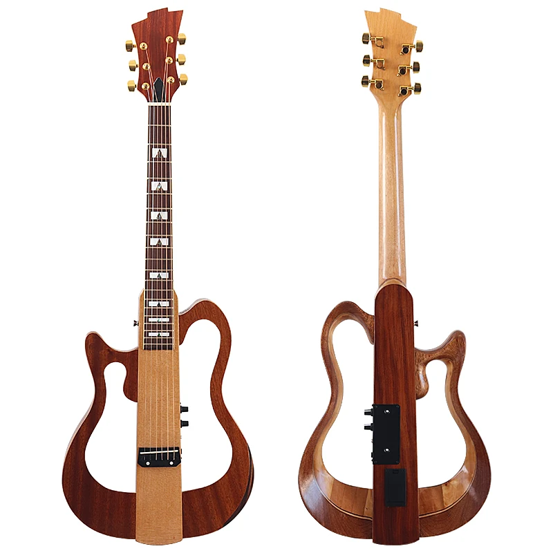 39 zoll stille akustische gitarre vollen Kanada ahorn holz körper einer seite kann faltbare 6 string folk stille gitarre mit halterung Image