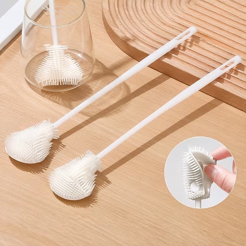 5/10pcs Soft Bristle Silicone Cup Brush, Durable and Gentle Cleaning Brushes for Cups, Mugs, Glasses, Safe for Non-Stick Surfaces, Kitchen and Household Cleaning Tools