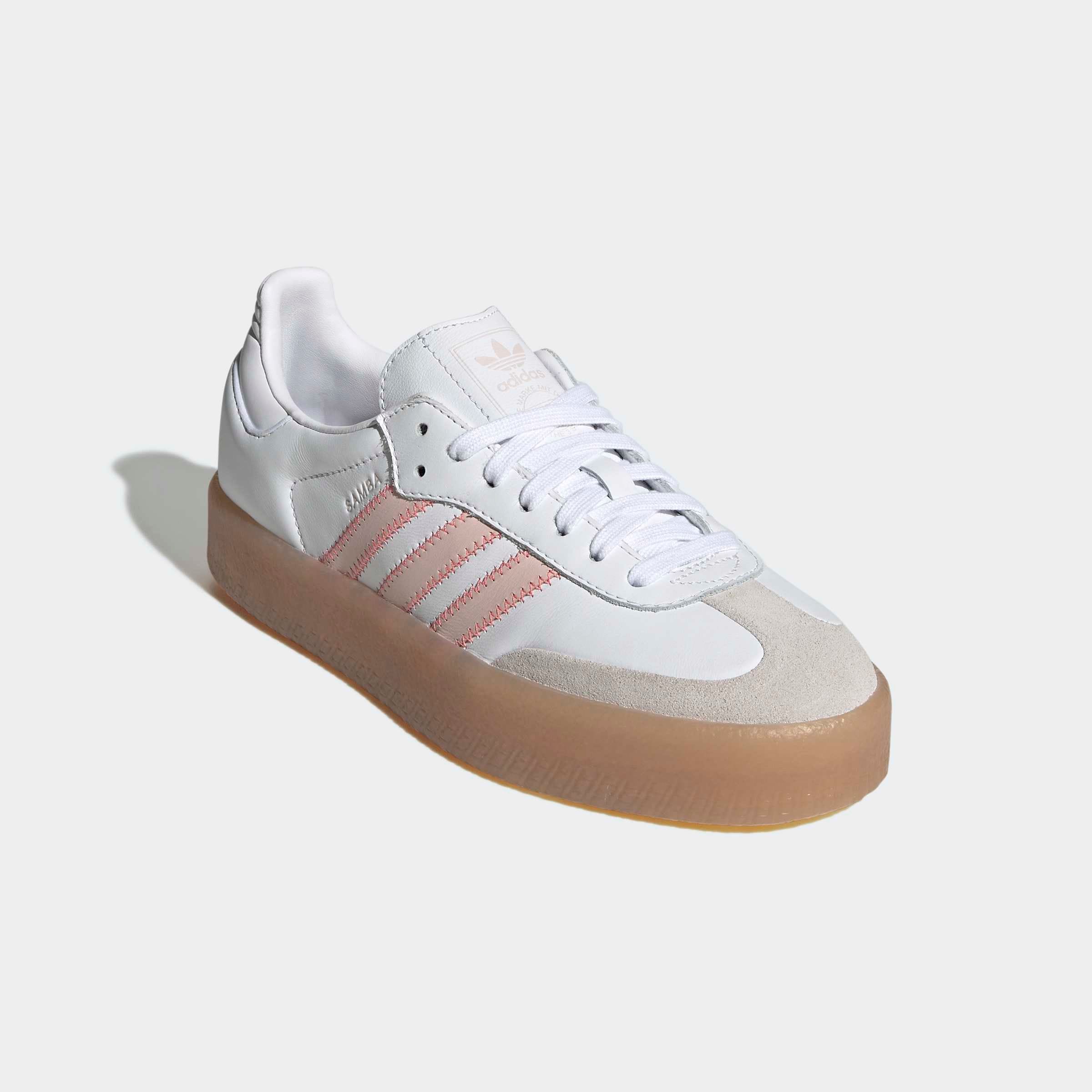 Sneaker ADIDAS ORIGINALS "SAMBAE", Gr. 41, cloud weiß, sandy pink, semi flash rot, Leder, Schuhe Sneaker