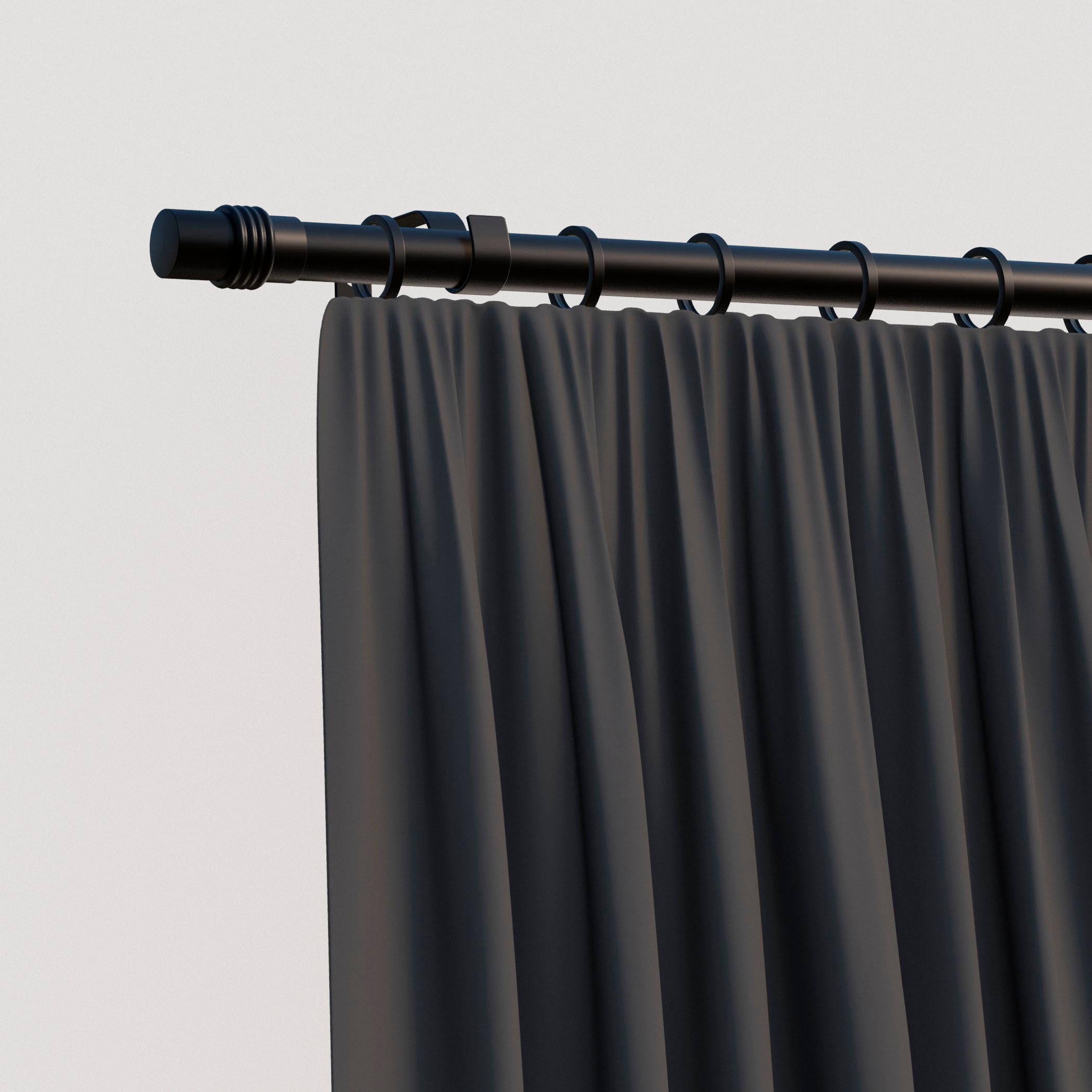 Gardinenstange INDEKO "Zylinder", schwarz, L:130cm Ø:16mm, Eisen, Gardinenstangen Image