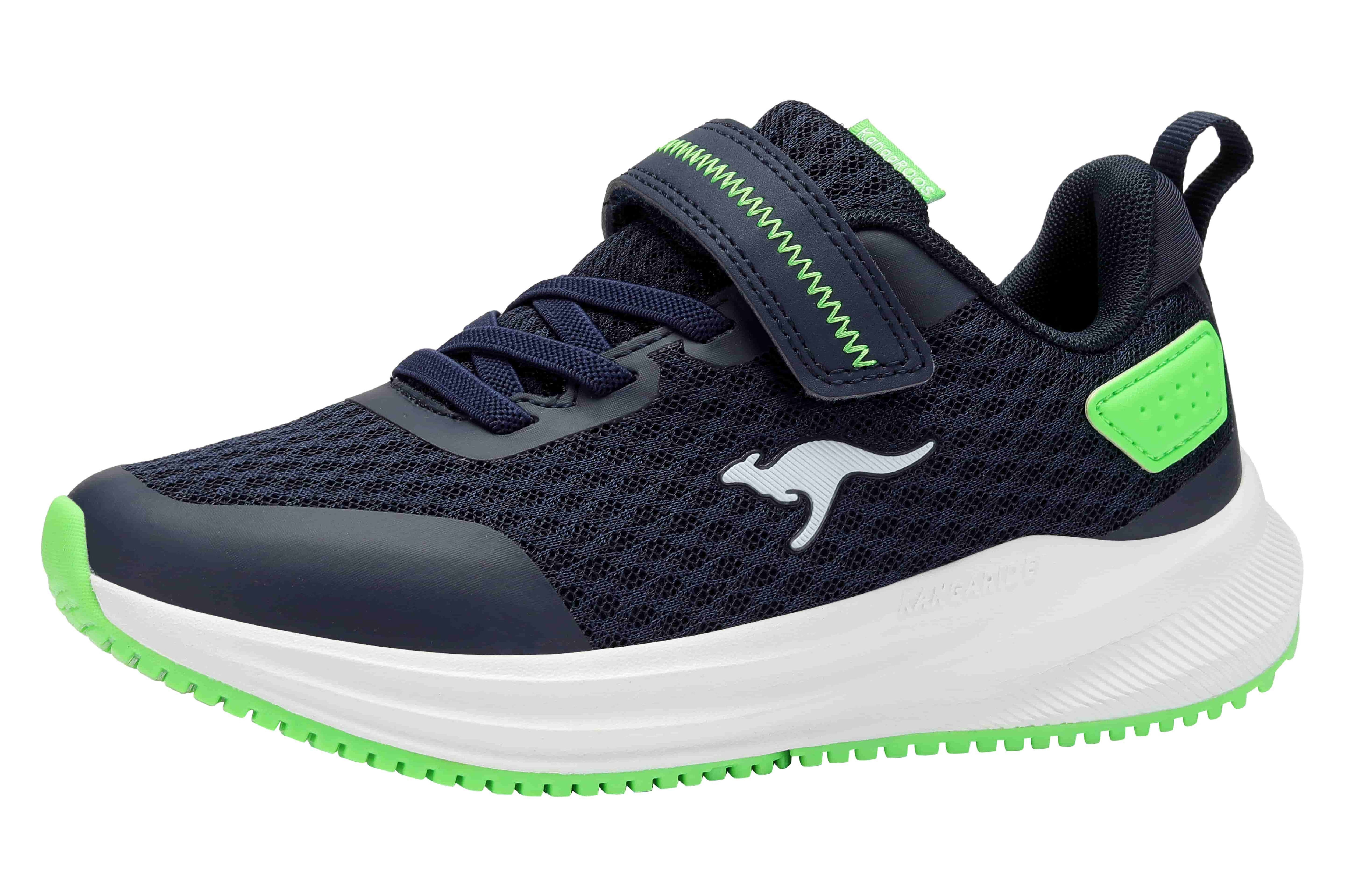 Sneaker KANGAROOS "K-RDK FAM EV", Damen, Gr. 33, dk navy, lime, Mesh, Synthetik, Schuhe Sneaker