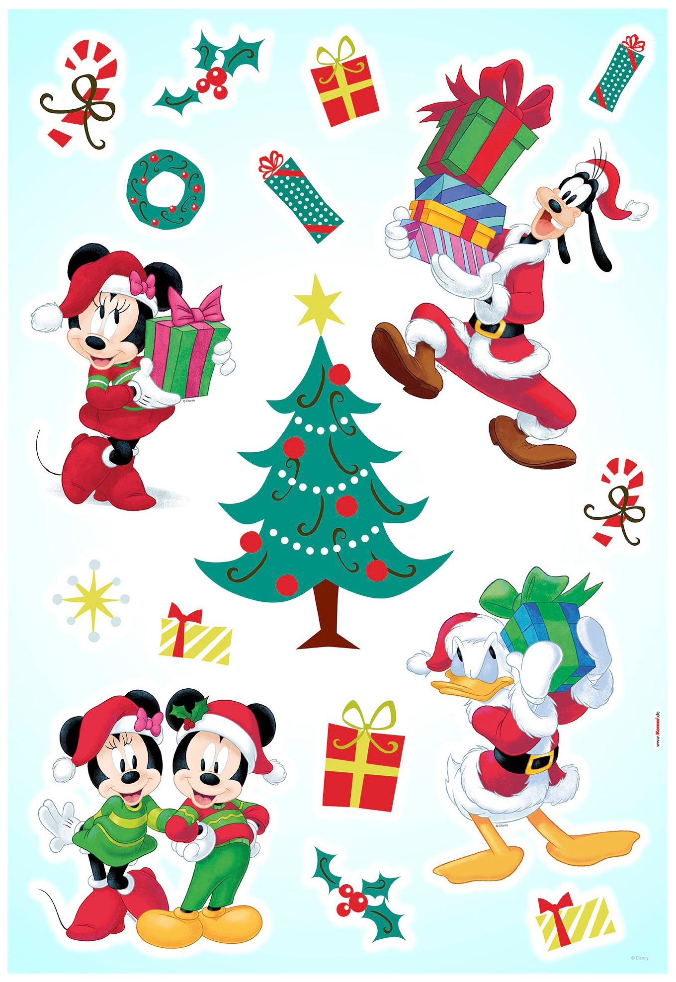Wandtattoo KOMAR "Mickey Christmas Presents - Größe 50 x 70 cm", bunt, B:50cm H:70cm, Folie, Wandtattoos, Wandtattoo, selbstklebend, Wandsticker, Kinderzimmer