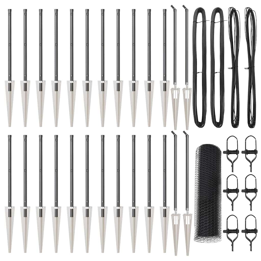 vidaXL Zaunpfosten Grau 50 x 0,6 m (25 mm Mesh) Stahl und PVC Image