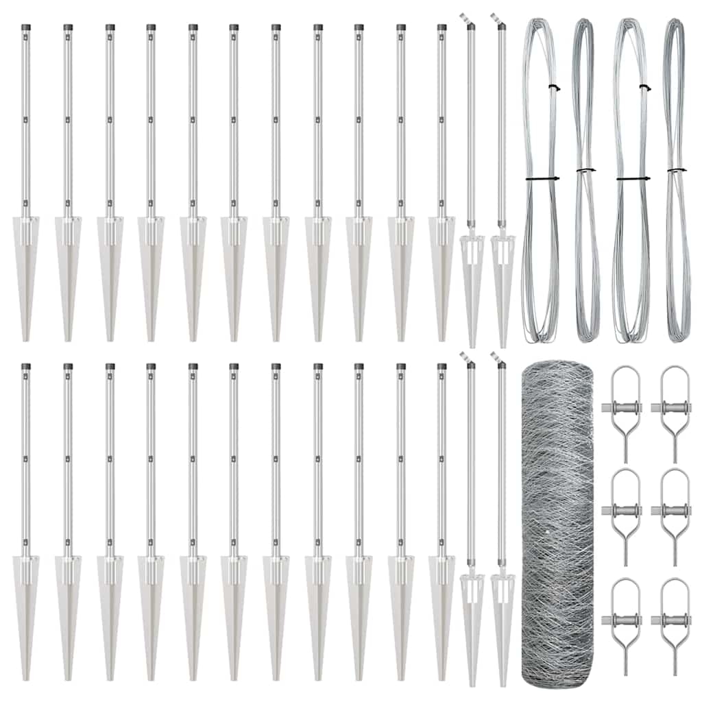 vidaXL Zaunpfosten Silber 50 x 0,6 m (50 mm Gewebe) Stahl Image