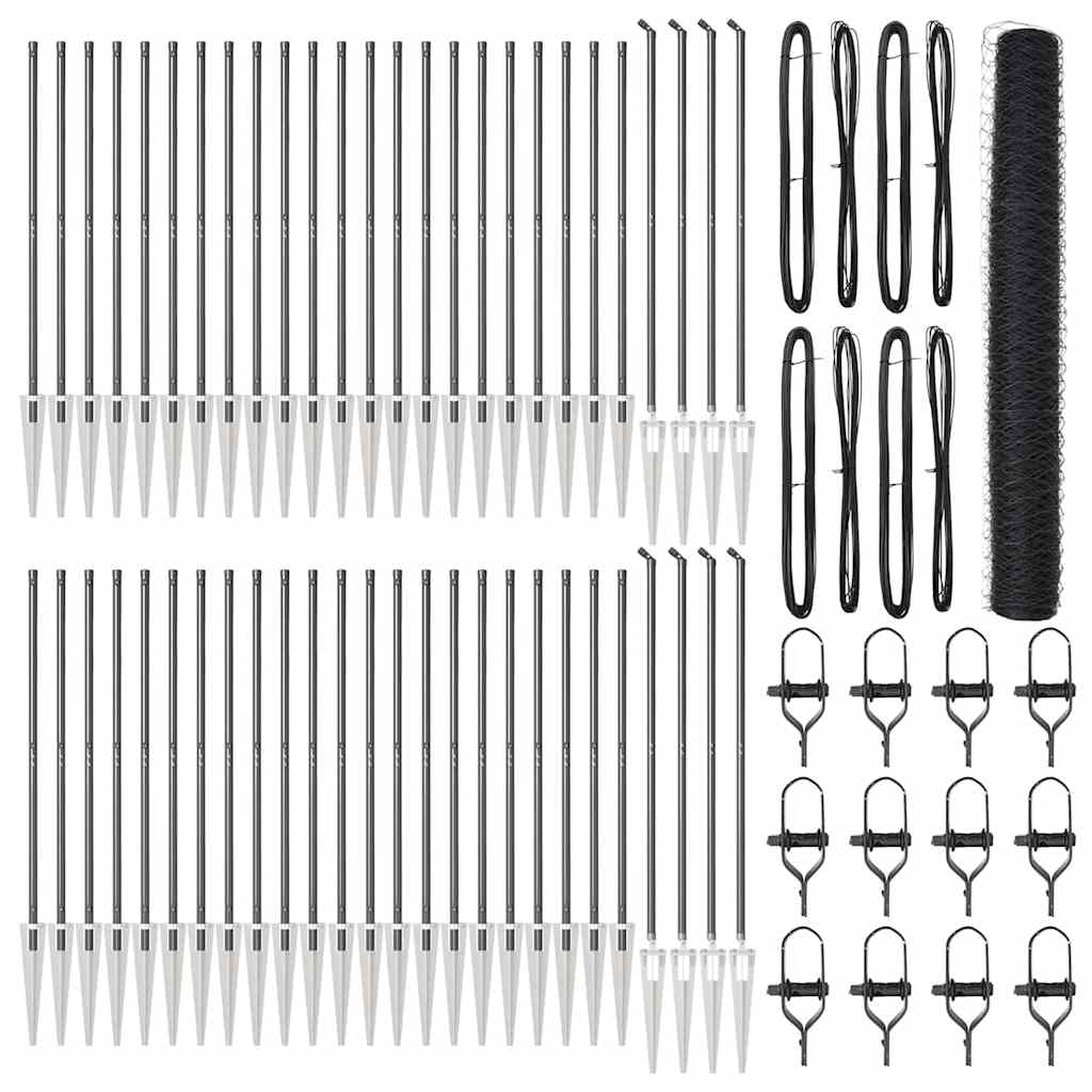 vidaXL Zaunpfosten Grau 100 x 1,4 m (50 mm Maschen) Stahl und PVC Image