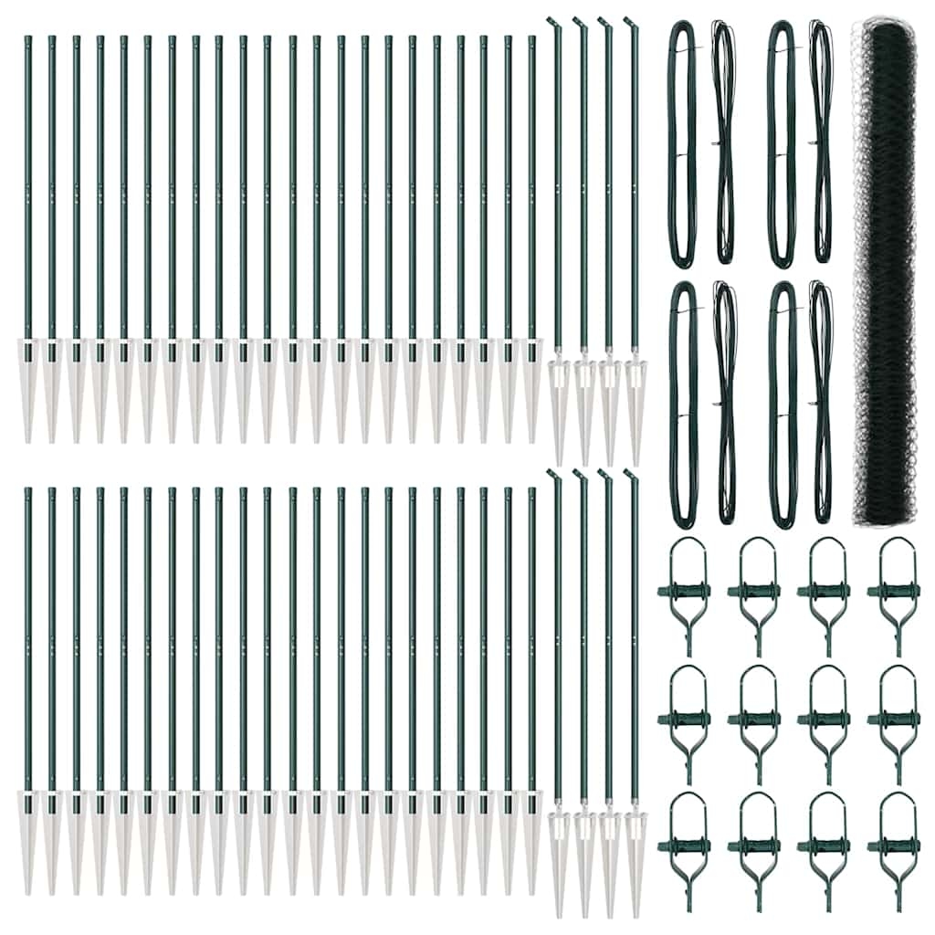 vidaXL Zaunpfosten Grün 100 x 1,5 m (50 mm Maschenweite) Stahl und PVC Image