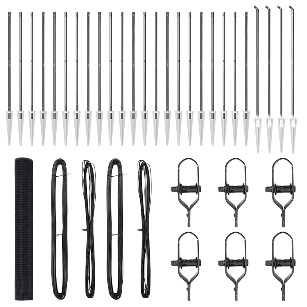 vidaXL Zaunpfosten Grau 50 x 1,4 m (Masche 19 x 19 mm) Stahl und PVC Image