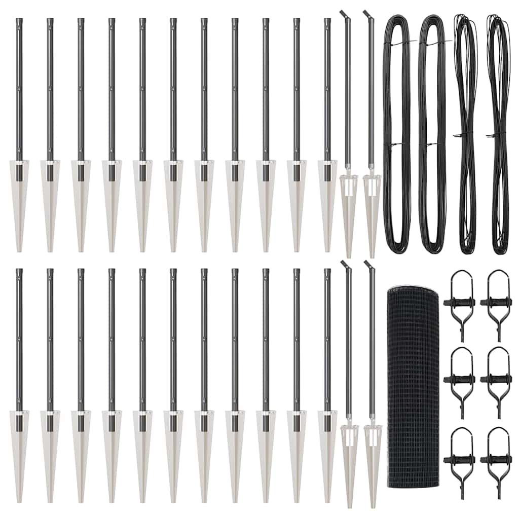 vidaXL Zaunpfosten Grau 50 x 0,6 m (16 x 16 mm Maschen) Stahl und PVC Image