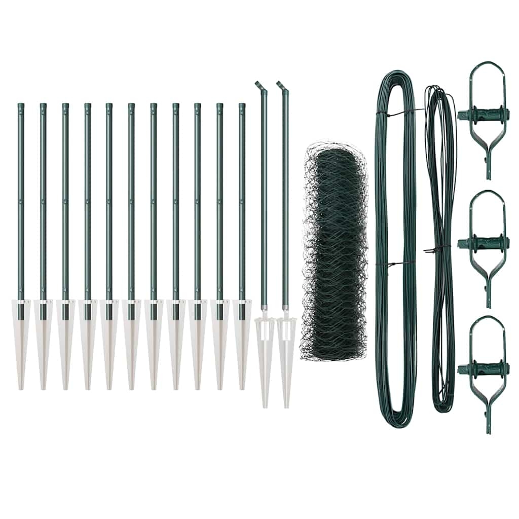 vidaXL Zaunpfosten Grün 25 x 0,4 m (50 mm Mesh) Stahl und PVC Image