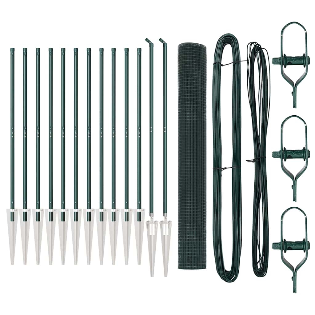 vidaXL Zaunpfosten Grün 25 x 1,2 m (16 x 16 mm Maschen) Stahl und PVC Image