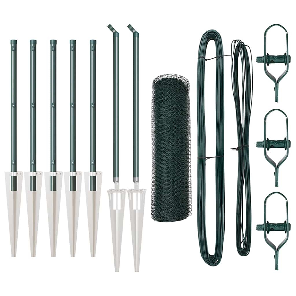 vidaXL Zaunpfosten Grün 10 x 0,8 m (13 mm Maschen) Stahl und PVC Image