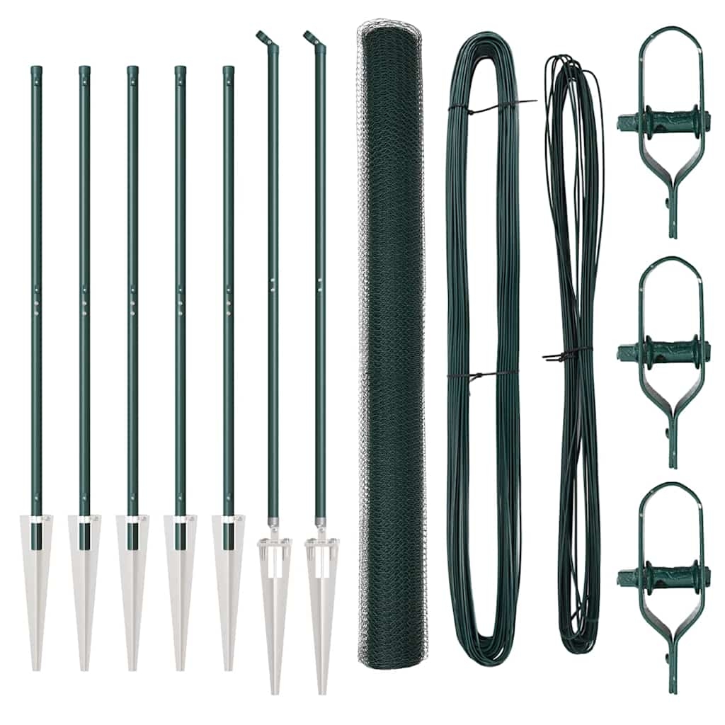 vidaXL Zaunpfosten Grün 10 x 1,6 m (25 mm Maschenweite) Stahl und PVC Image