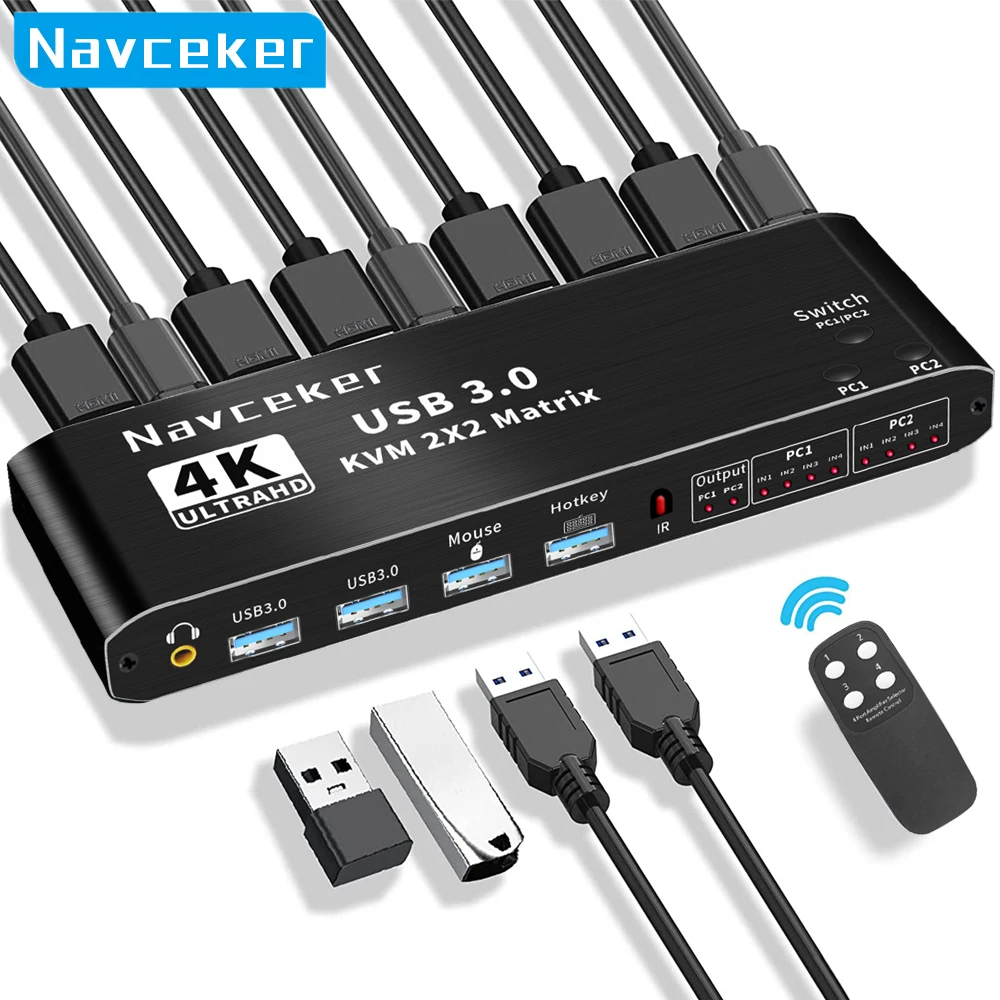2x2 HDMI KVM Switch Matrix 4K 60Hz Dual Monitor KVM HDMI Display esteso USB KVM Switcher 2 in 2 out per 2 computer 2 Monitor