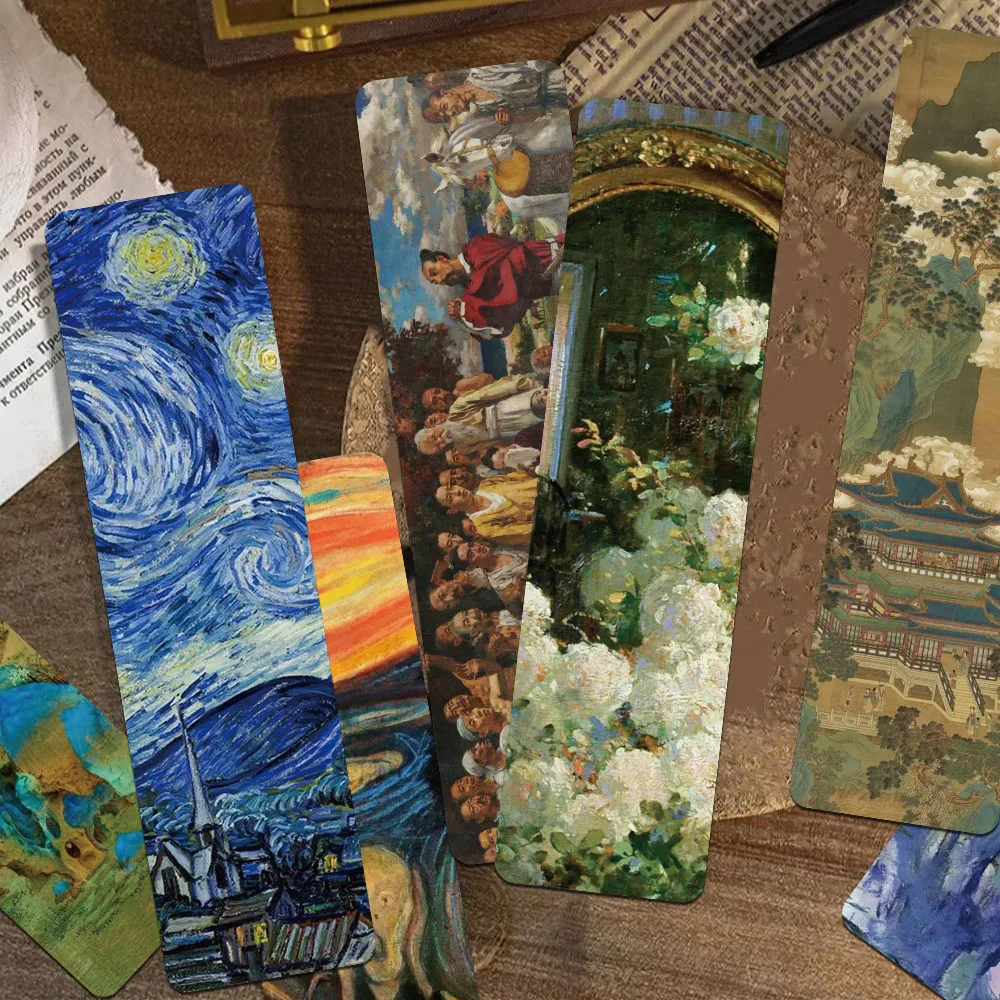 30 Stück weltberühmte Gemälde-Lesezeichen, Leseseiten, Buchmarkierung, Dekoration, Karte, Schule, Schreibwaren, ästhetische Lesezeichen Image