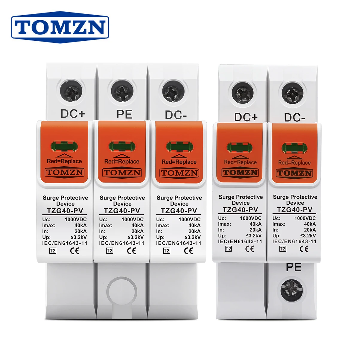 TOMZN SPD DC 500V 600V 800V 1000V 1200V 1500V 10-20kA 20-40kA Dispositivo di protezione da sovratensione per la casa Dispositivo di protezione scaricatore a bassa tensione