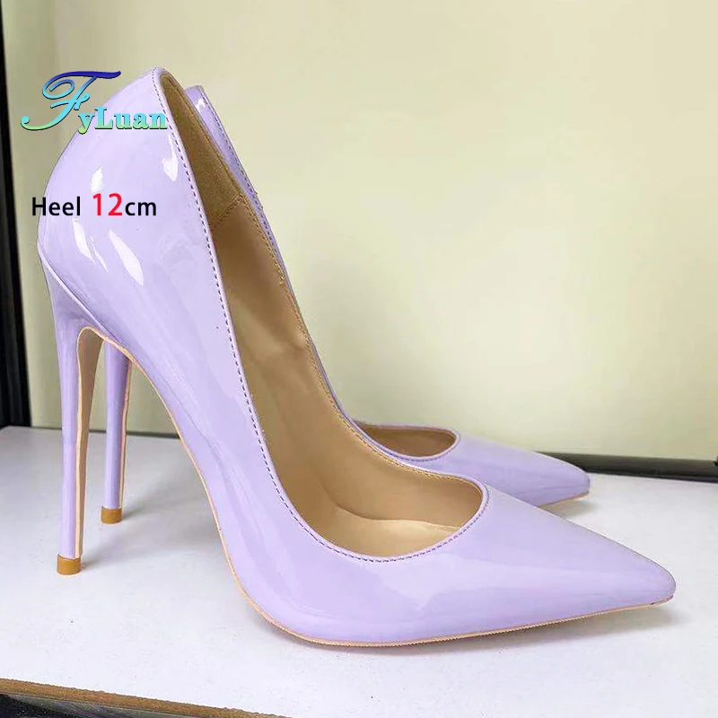 Brandneue elegante Schuhe für Damen, lila Farbe, High Heels, 6–12 cm, Stiletto-Mode, spitze Pumps, Übergröße 45, Party-Damenschuhe