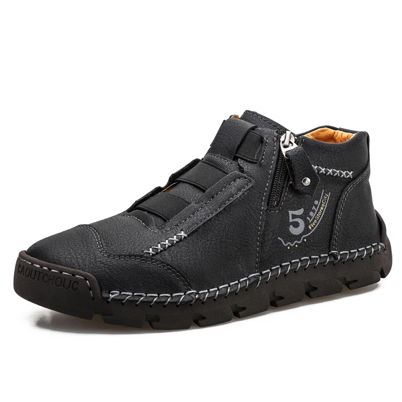 Plus Größe Luxus Marke Männer Casual Schuhe Mode herren Stiefel Aus Echtem Leder Stiefeletten Handgemachte Arbeit Schuhe Designer Kurze stiefel