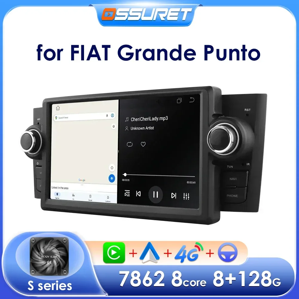 ossuret android autoradio für fiat grande punto linea 2012-multimedia auto stereo carplay video player navigation gps Image